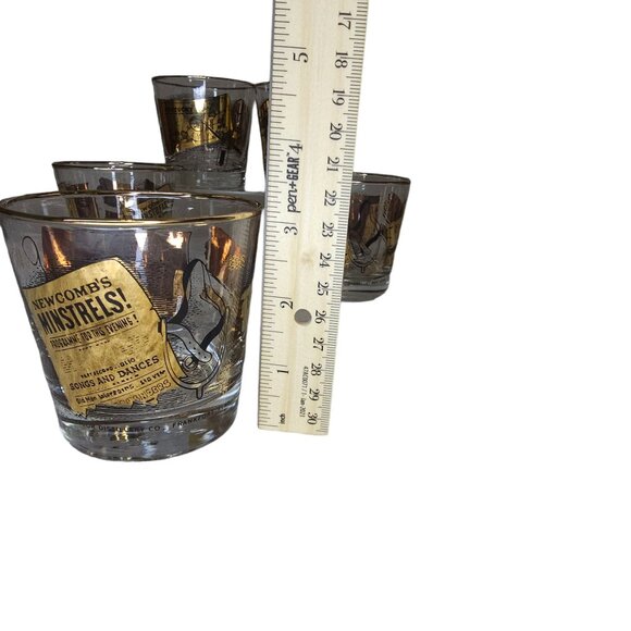 Vintage Old Taylor 86 Gold & Clear Kentucky Straight Bourbon Whiskey Glasses Set - Picture 11 of 11